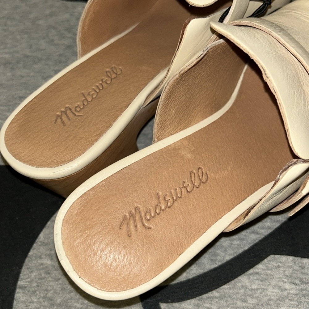 Madewell The Monique Buckle Clog in Bone Size 7 - Picture 13 of 15